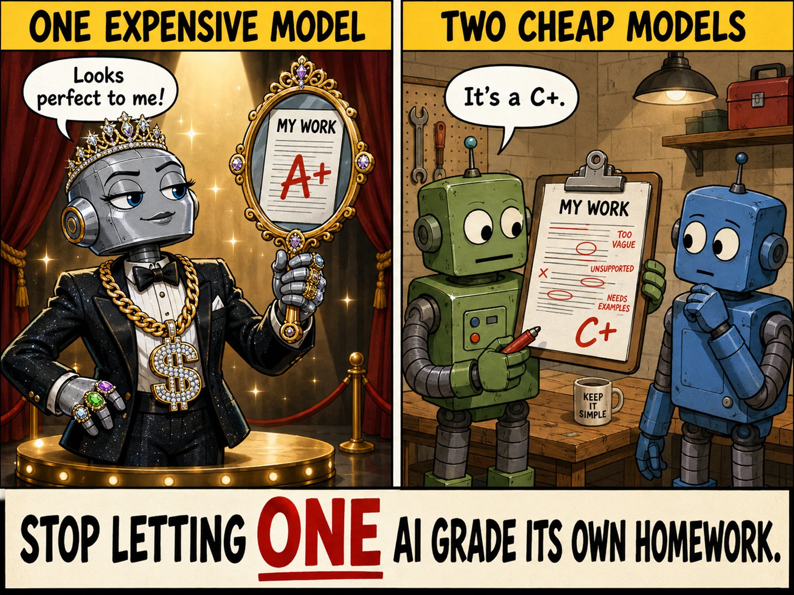 Two Cheap Models Beat One Expensive One
